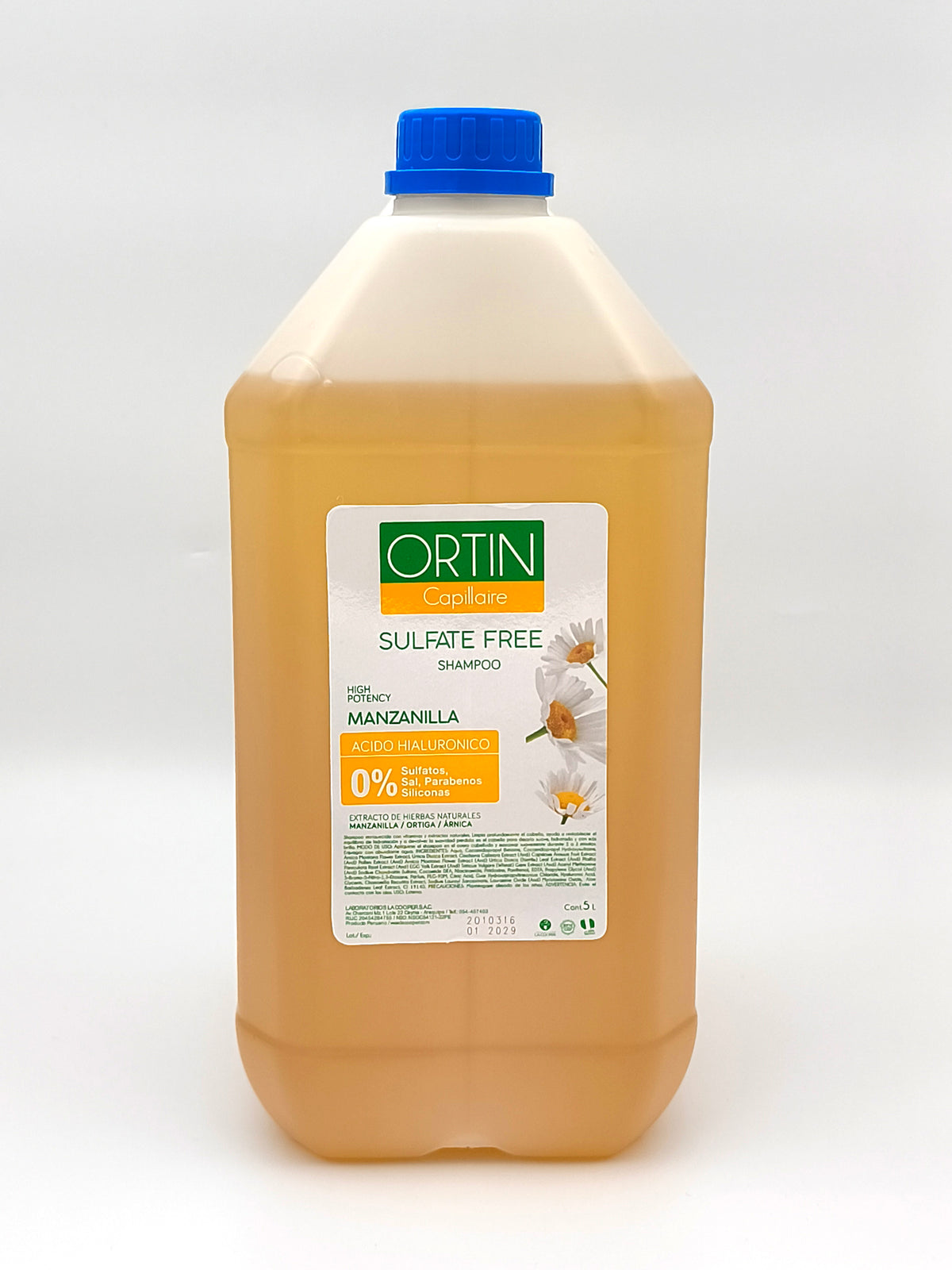 Shampoo Sulfato Free Ortín Capillaire Con Manzanilla 5L