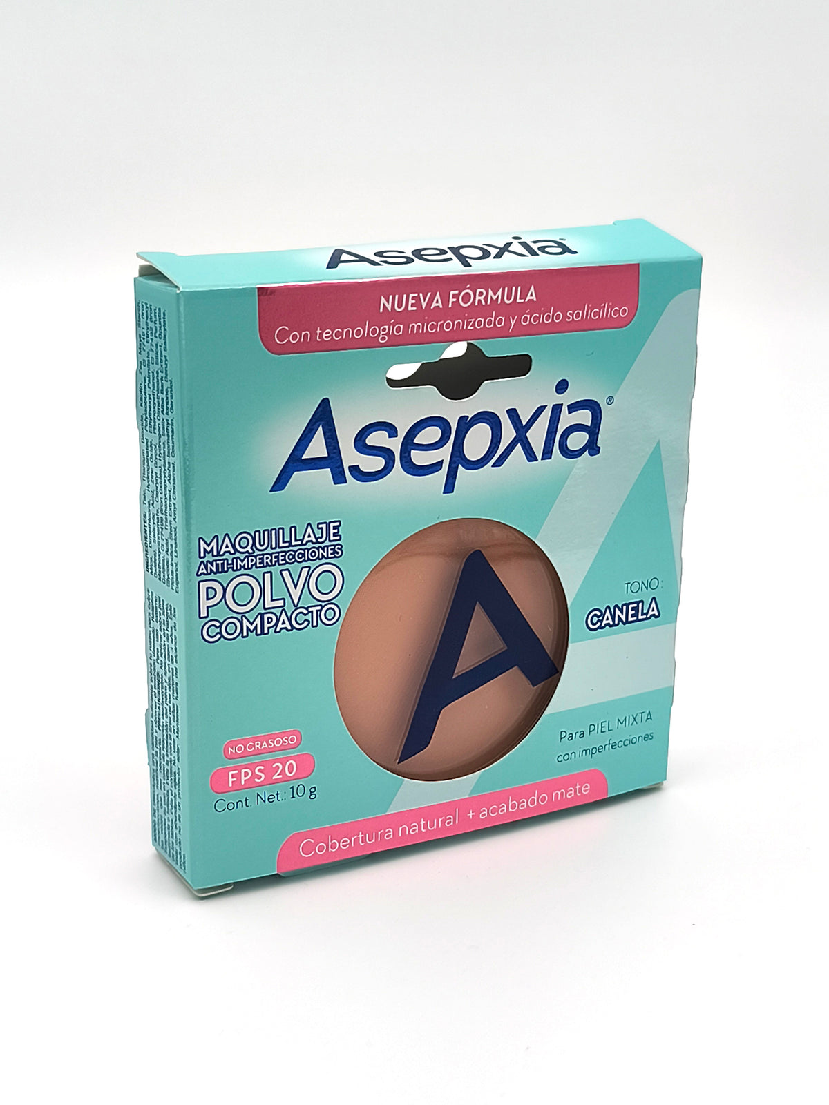 Maquillaje Polvo Compacto Asepxia FPS20 Tono Canela 10g